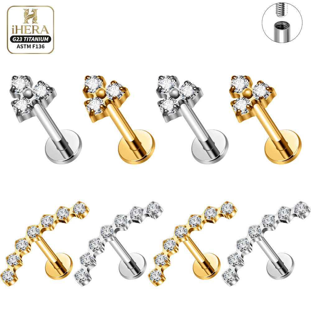 Tragus Flat Back - 16G G23チタン製フラットバックタッセルダングルチェーンラブレットスタッドリップトラガスヘリックス軟骨ピアスボディジュエリー卸売ロット