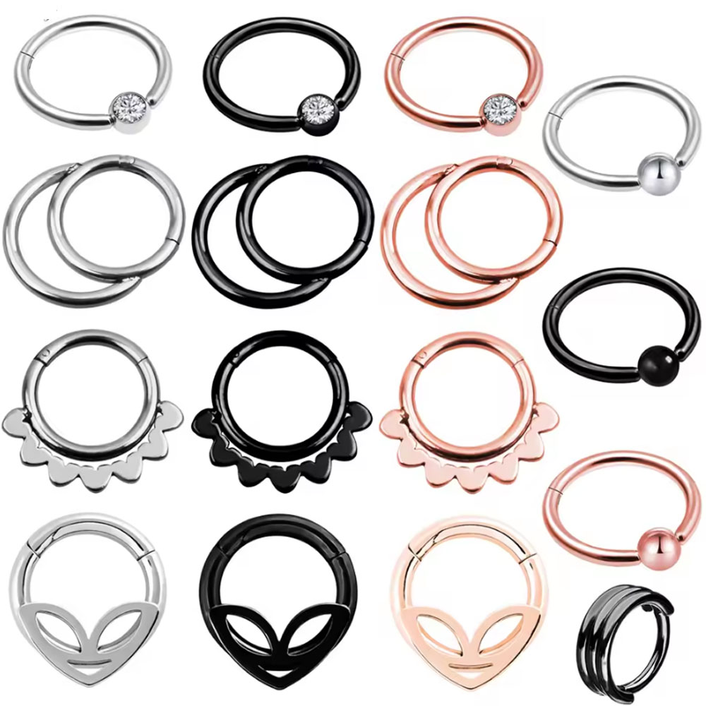 Body Jewelry Septum - 1個 パンクスタイル ノーズリング クリッカー セグメント ノーズフープリング