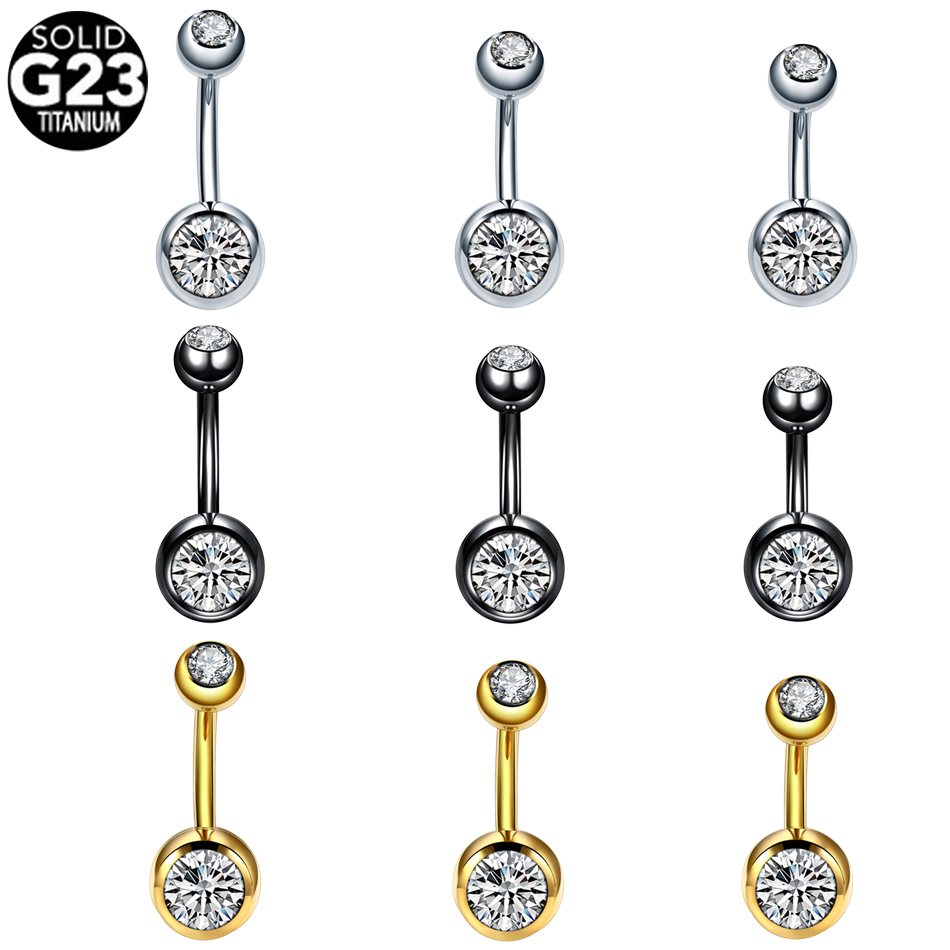 Belly Bar Titanium - 1個入り ベリーピアス ボタンリング G23チタン 14G ボディジュエリー