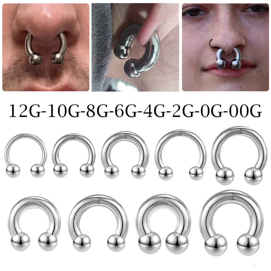 Body Jewelry Septum - ピース/ロットスチールのピアス,大きな角の形をしたジュエリー,ステンレス鋼のフープピアス