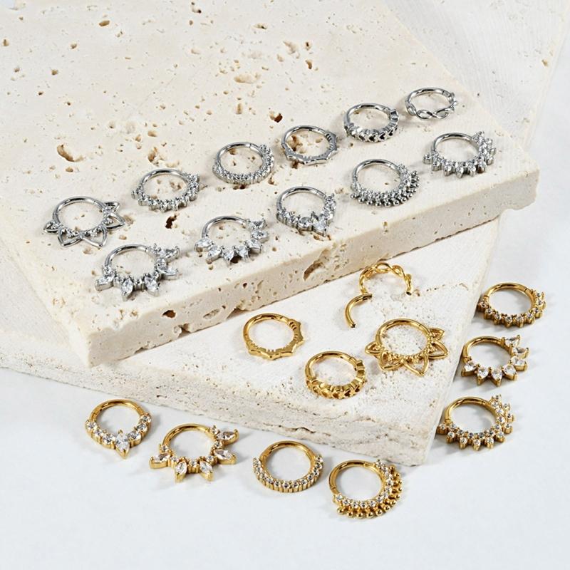 Body Jewelry Septum - 31BB クリスタル鼻耳軟骨リングスタイリッシュなセプタムリングステンレス鋼ボディジュエリー