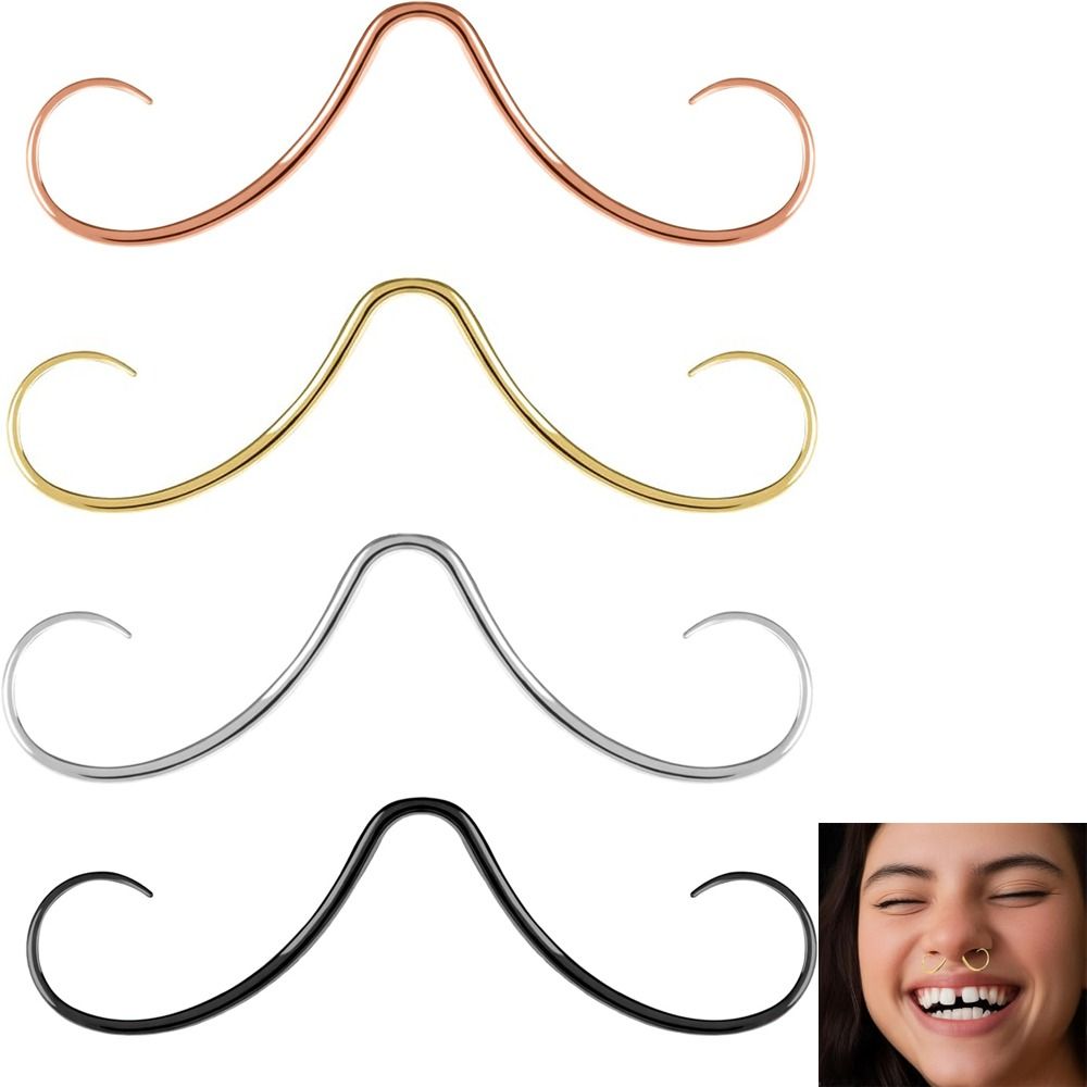 Body Jewelry Septum - ステンレス製ハンガーボディジュエリー、口ひげセプタムリング、ゴールドカラー、手術パーティーアクセサリー