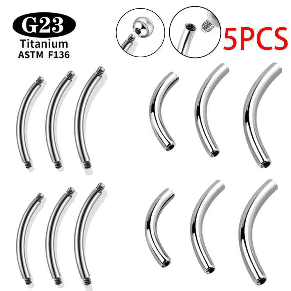 Tragus Flat Back - 5個/ロット ASTM F136 チタン製 インターナルスレッド 眉ピアス