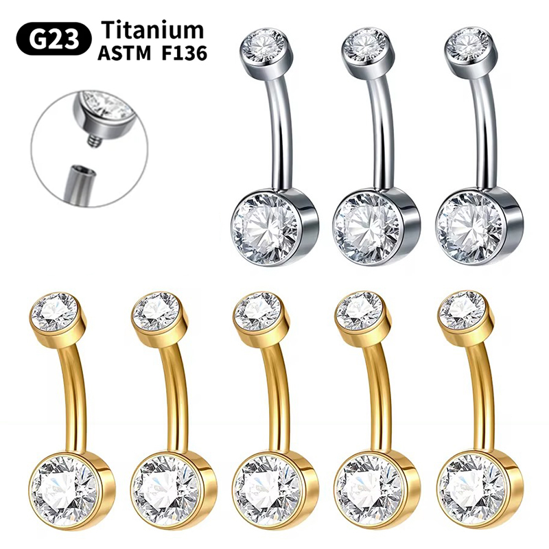 Belly Bar Titanium - 5/10 個チタンへそリング 14 グラム 6 ミリメートル
