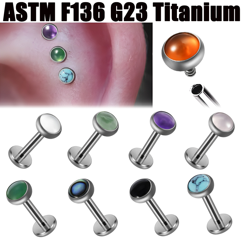 Tragus Flat Back - 1PC 16 グラム G23 チタンクリスタル &