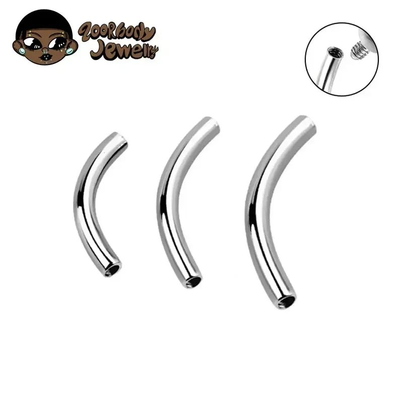 Tragus Flat Back - 10 ピース/ロット ASTM F136 チタン雌ねじ眉ピアスバナナ湾曲バーベルキット眉珠リップリングペボディアクセサリー