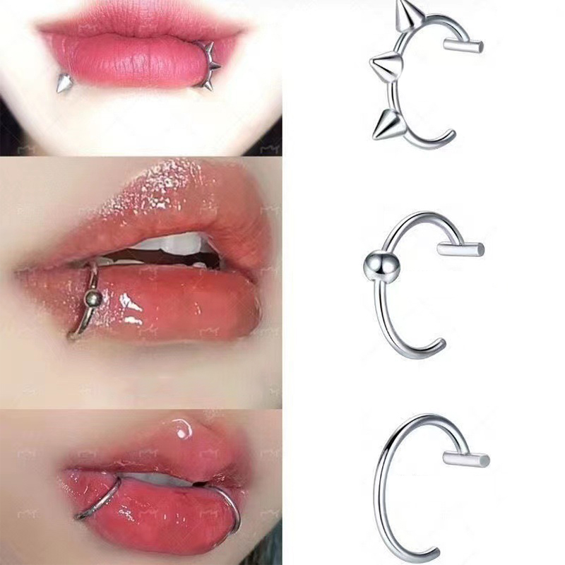 Body Jewelry Earrings - 1個 ステンレス製 フェイクノーズリング フープ セプタムリング Cクリップ