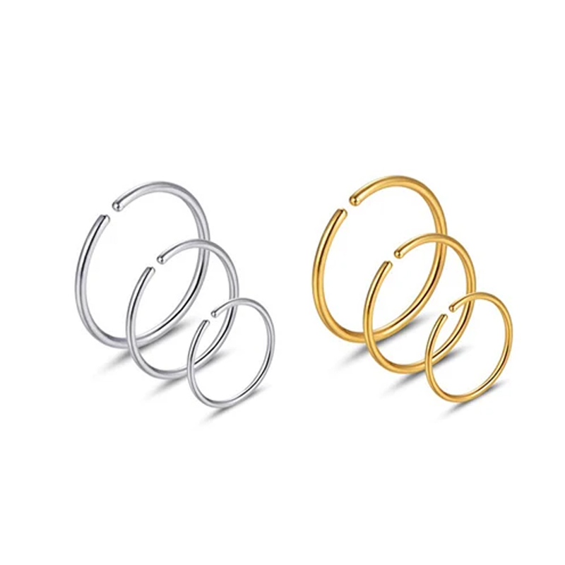 Body Jewelry Art - 6個/ロット 低アレルギー性ノーズリングフープ 316Lサージカルステンレス鋼 20G イヤリング 軟骨