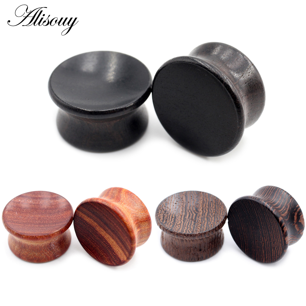 Body Jewelry Gauges - Alisouy 2 個 6 ミリメートル-20 ミリメートル凹面天然木男性女性耳トンネルプラグエキスパンダーストレッチャーゲージイヤリングピアスボディジュエリー