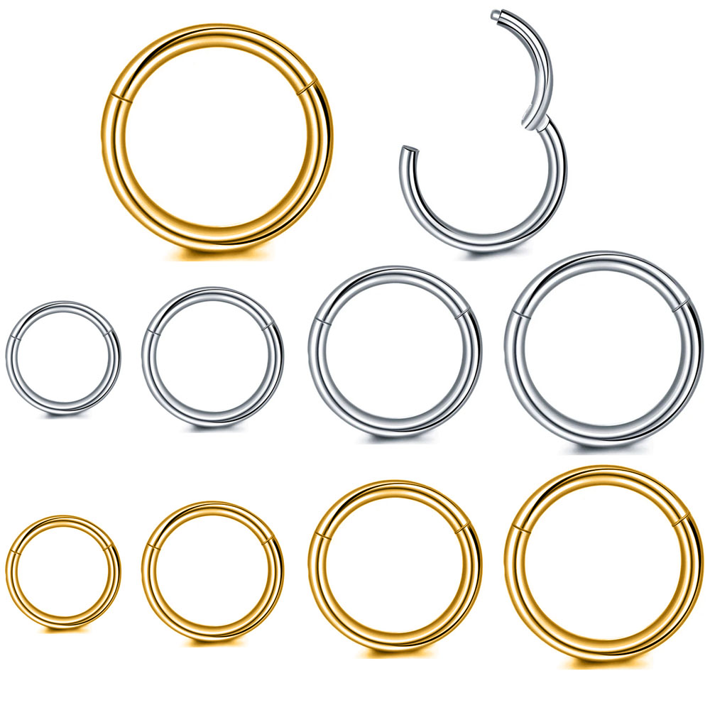 Body Jewelry Septum - 316L サージカルスチールクリッカーセグメントノーズリングベースセプタムピアス Daith 巻貝フープイヤリング女性男性 16 グラム