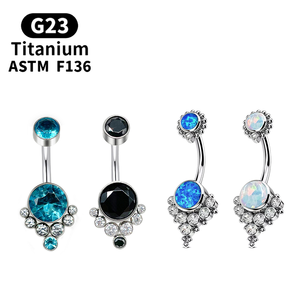 Belly Bar Titanium - G23 チタンピアスチタングレードインプラントジルコニアピアスへそボディジュエリー女性用