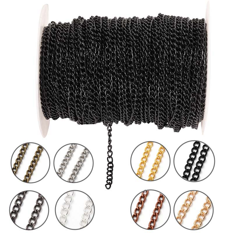 Body Jewelry Outfit - 2 メートル 2.5/3.5/4.5 ミリメートル金属フラットオーバル延長薄型チェーン DIY ネックレスブレスレット衣類ボディチェーンジュエリー作成アクセサリー