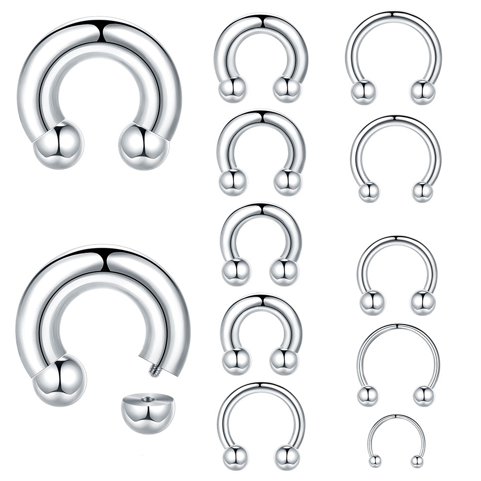 Body Jewelry Ear Gauges - 1PC 18G-00G 大型ゲージステンレス鋼馬蹄リングセプタムストレッチャーヘリックスピアスフープ耳拡張器イヤーハンガーウェイト