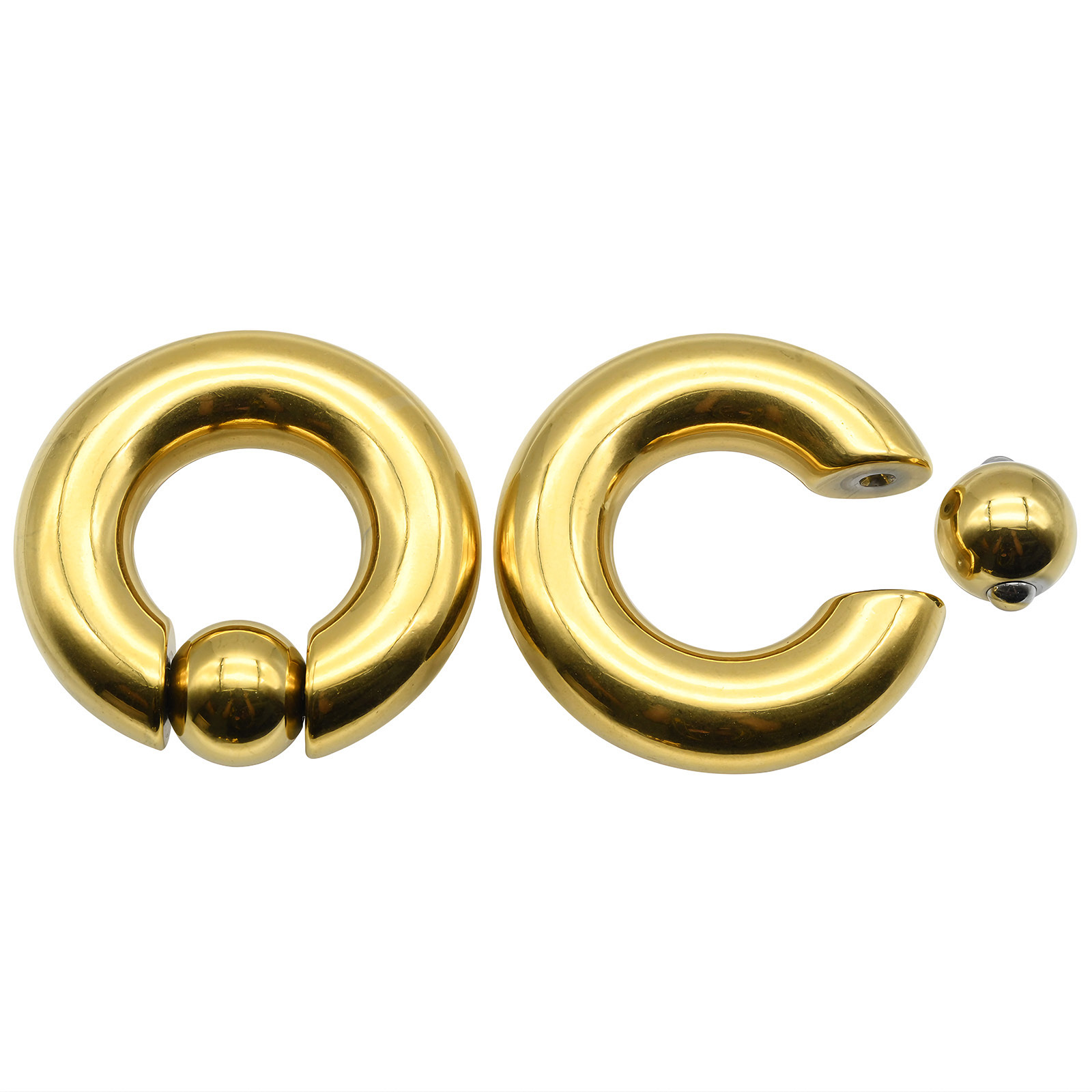 Body Jewelry Gauges - 1Pc 00G-0G-12G 大型ゲージステンレス鋼キャプティブスプリングビーズリングセプタムピアス鼻リング耳ヘリックス BCR ボディジュエリー