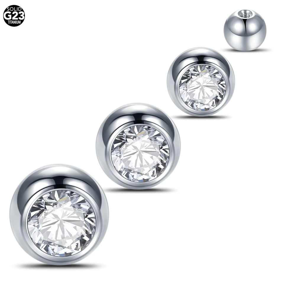 Body Jewelry Replacement Ball - 10 個 G23 チタン外ネジクリスタルボールネジ交換用乳首ラブレット舌バーベル鼻眉毛リング