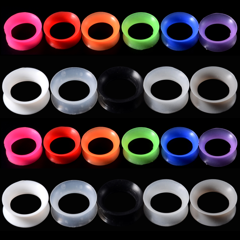 Body Jewelry Gauges - 2 個のシリコン耳栓とトンネル耳ピアスイヤーレットねじ込みイヤリングエキスパンダー耳ゲージボディジュエリーピアス