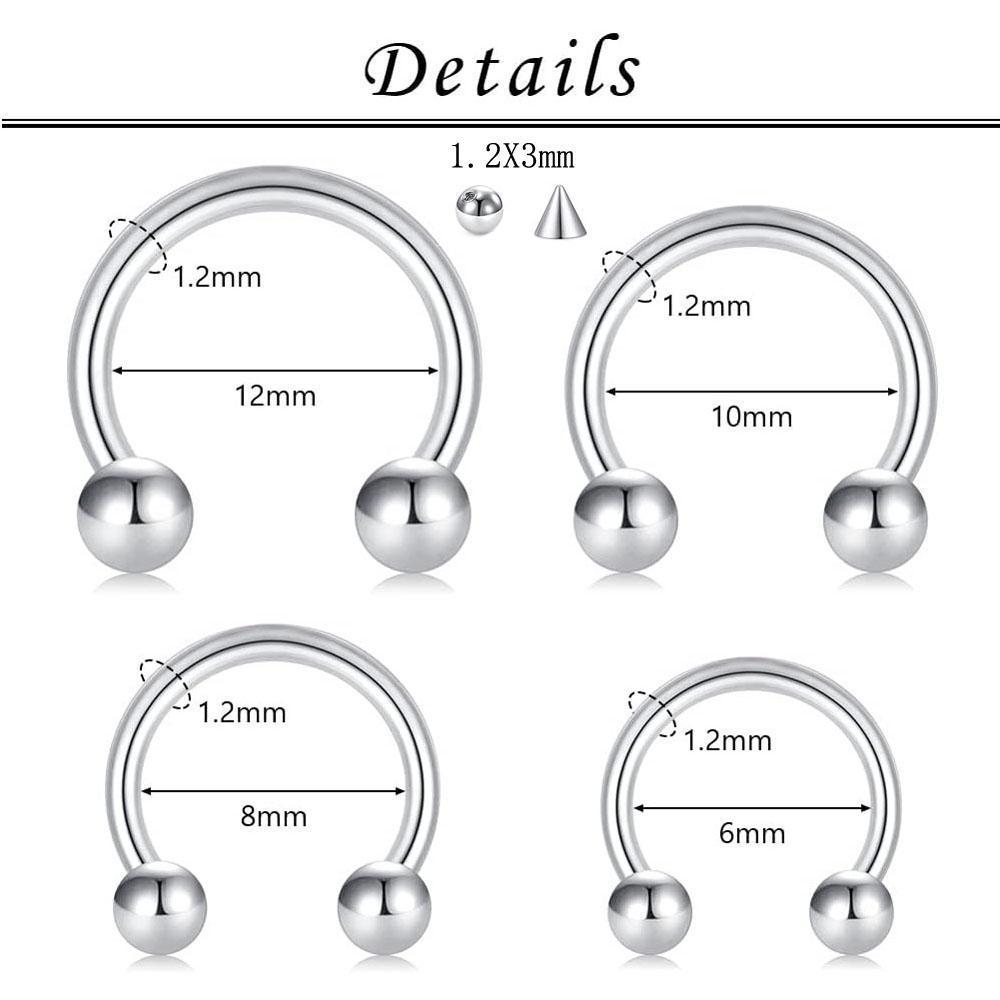1-16個セット16 G馬蹄型鼻輪カフ低アレルギー眉唇輪穿孔 - Body Jewelry Replacement Ball のレビューと価格