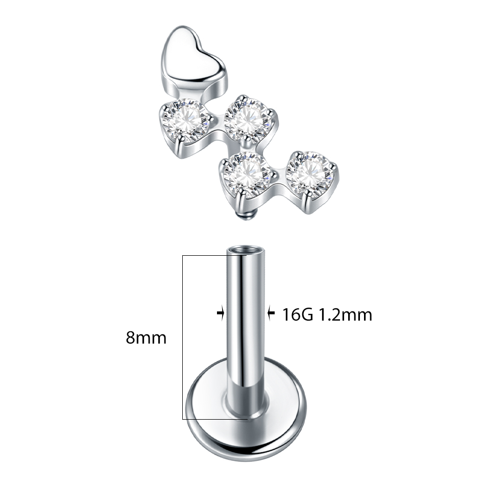 チタンとジルコニアの花の形をしたイヤリング,女性用,フラット - Tragus Flat Back のレビューと価格