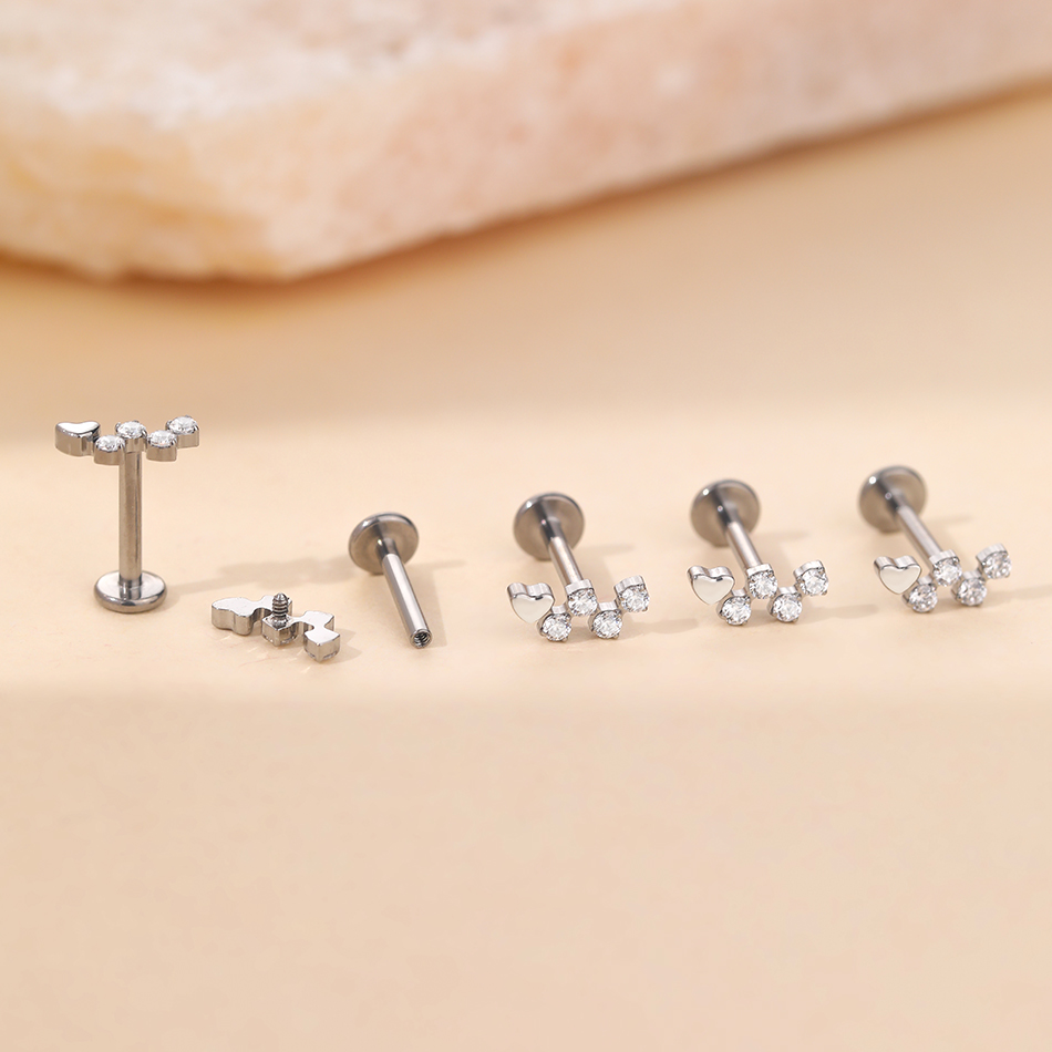 チタンとジルコニアの花の形をしたイヤリング,女性用,フラット - Tragus Flat Back のレビューと価格