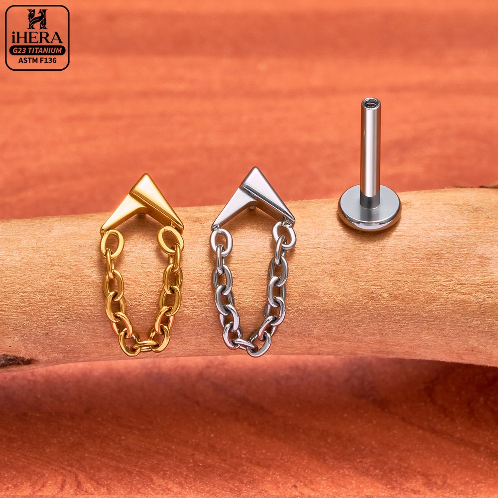 16G G23チタン製フラットバックタッセルダングルチェーン - Tragus Flat Back のレビューと価格