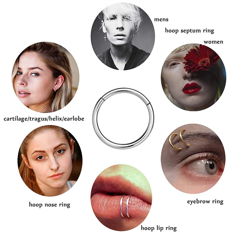 16G 316L サージカルスチール製ヒンジ付きクリッカーノ - Body Jewelry Earrings のレビューと価格