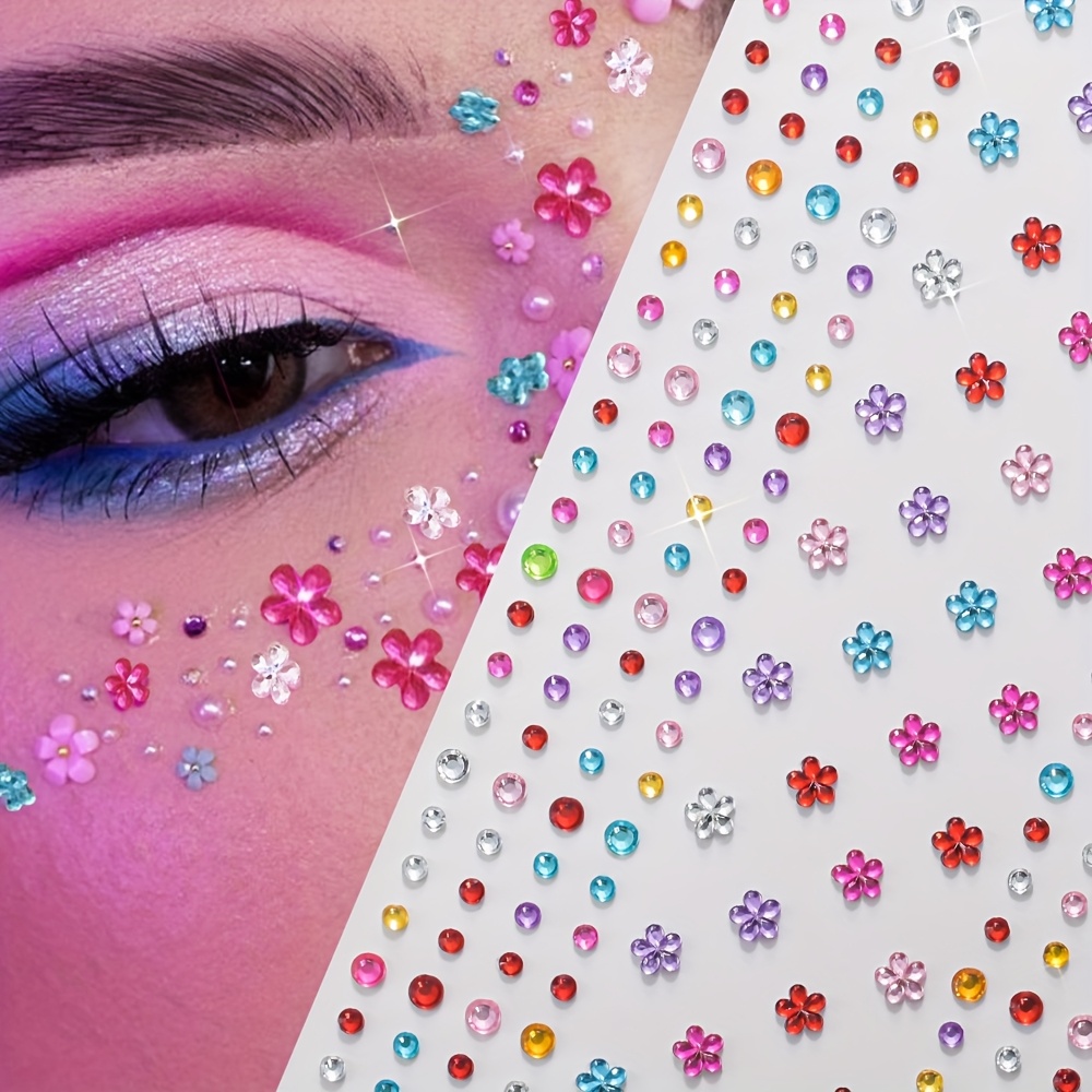 1シート カラフルな光沢のあるラインストーンステッカー 宝石 - Body Jewelry Art のレビューと価格