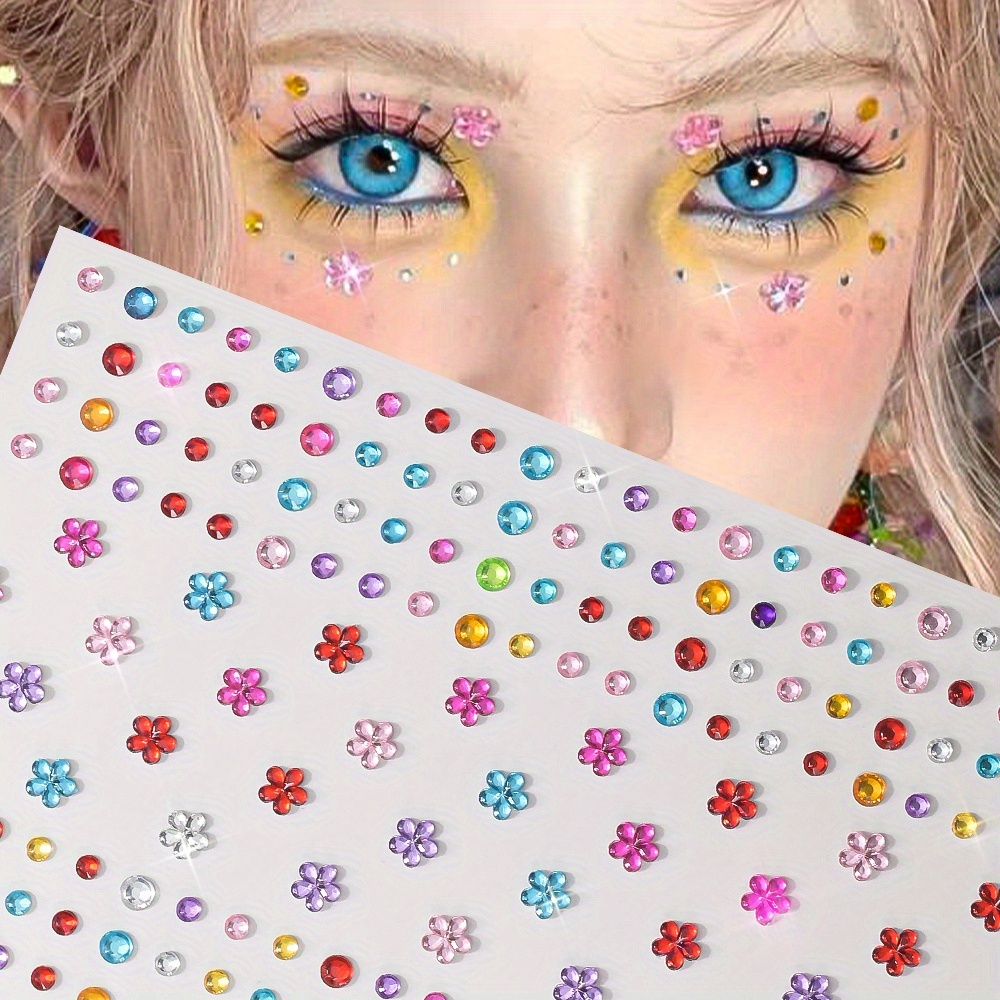 1シート カラフルな光沢のあるラインストーンステッカー 宝石 - Body Jewelry Art のレビューと価格
