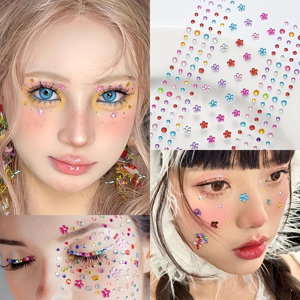 1シート カラフルな光沢のあるラインストーンステッカー 宝石 - Body Jewelry Art のレビューと価格