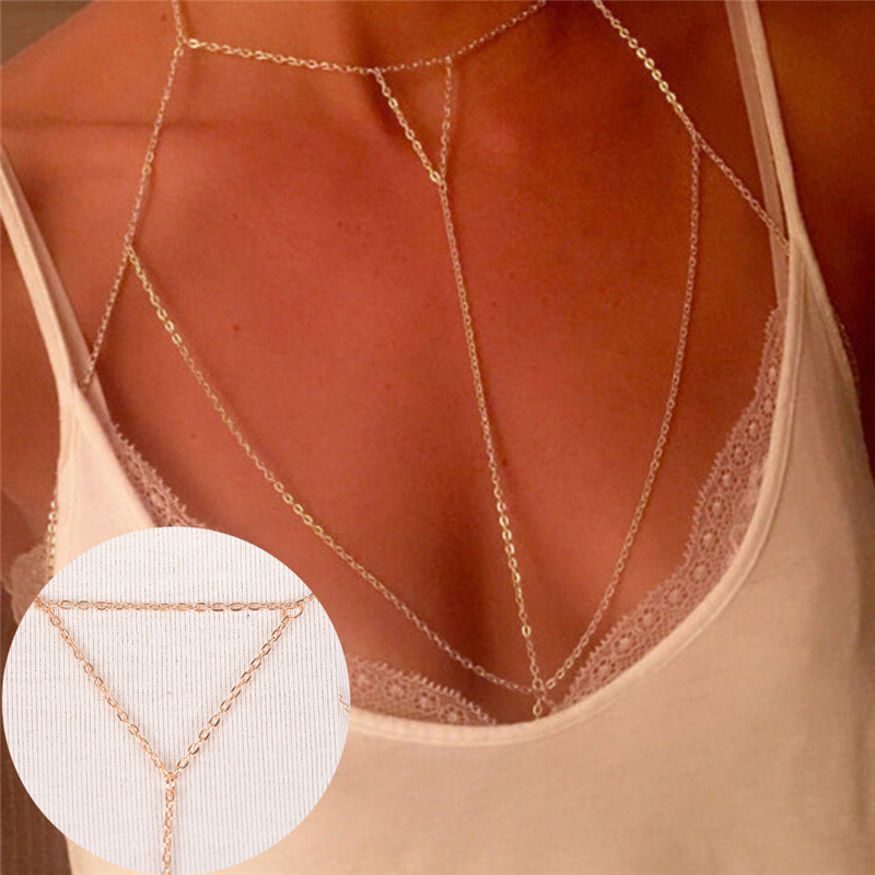 マルチレイヤーハーネスvネックレス,女性用チェーンジュエリー - Body Jewelry Outfit のレビューと価格