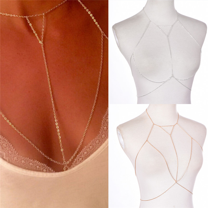 マルチレイヤーハーネスvネックレス,女性用チェーンジュエリー - Body Jewelry Outfit のレビューと価格
