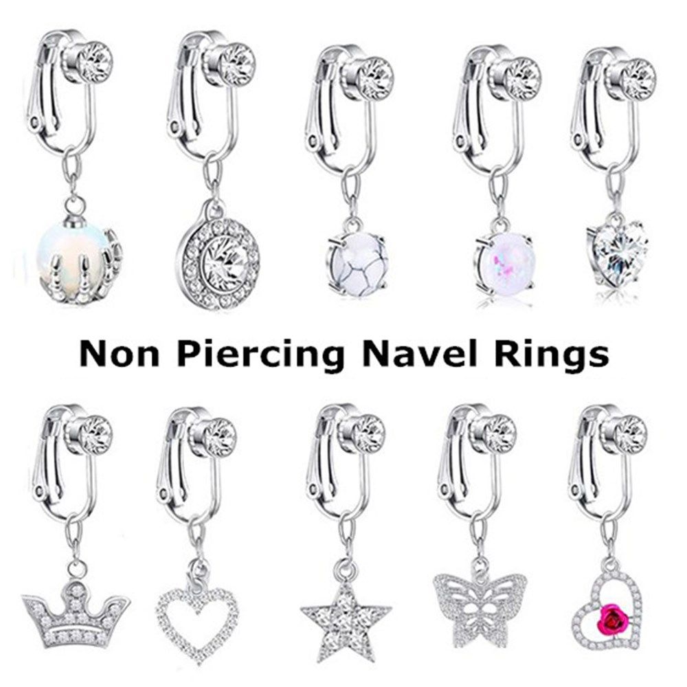 アクセサリークリップオンイヤリング軟骨クリップへそリングフェ - Body Jewelry Earrings のレビューと価格