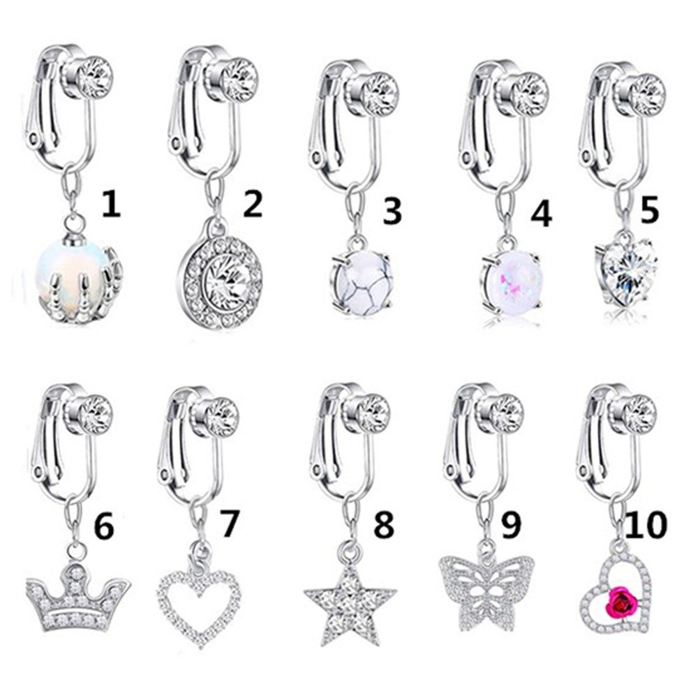アクセサリークリップオンイヤリング軟骨クリップへそリングフェ - Body Jewelry Earrings のレビューと価格