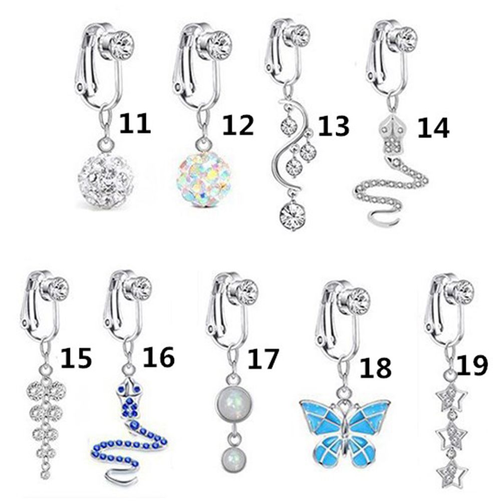 アクセサリークリップオンイヤリング軟骨クリップへそリングフェ - Body Jewelry Earrings のレビューと価格