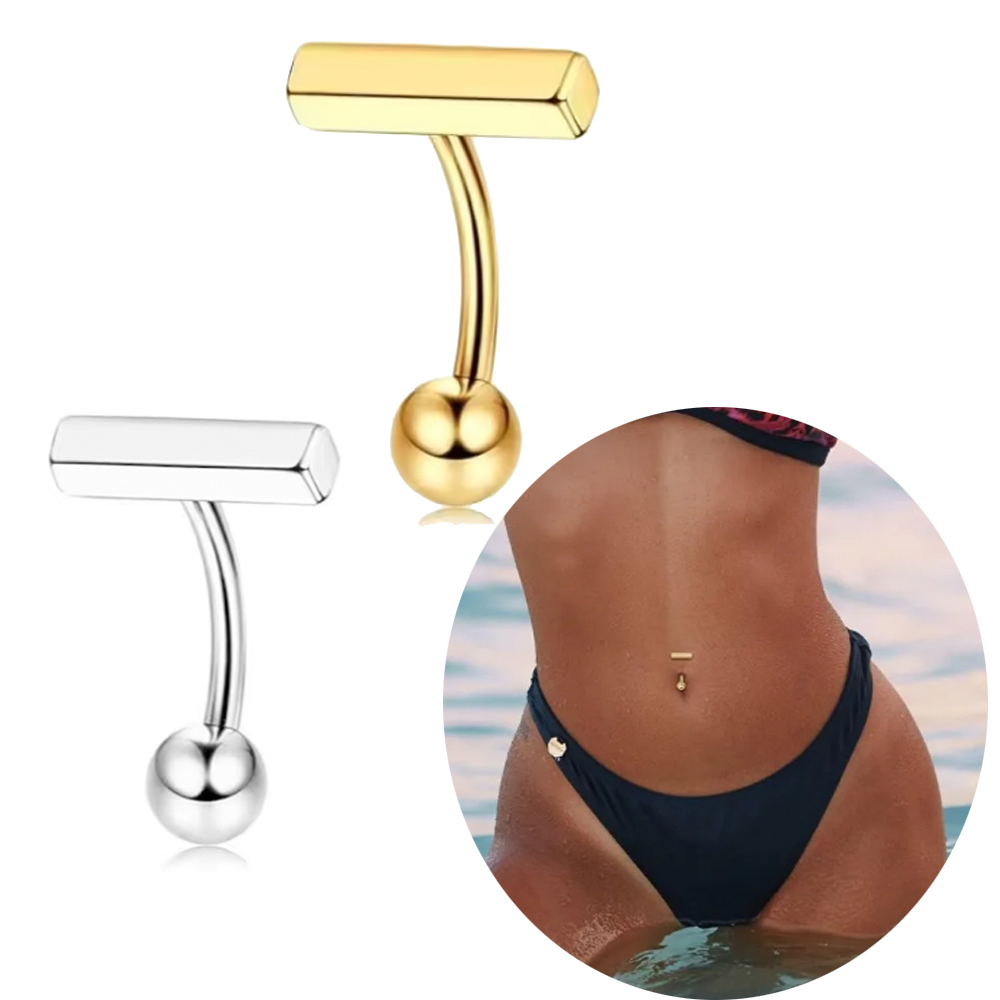 1個入り リバースバーベル ジルコン ベリーピアス ノンブリ - Belly Bar Titanium のレビューと価格