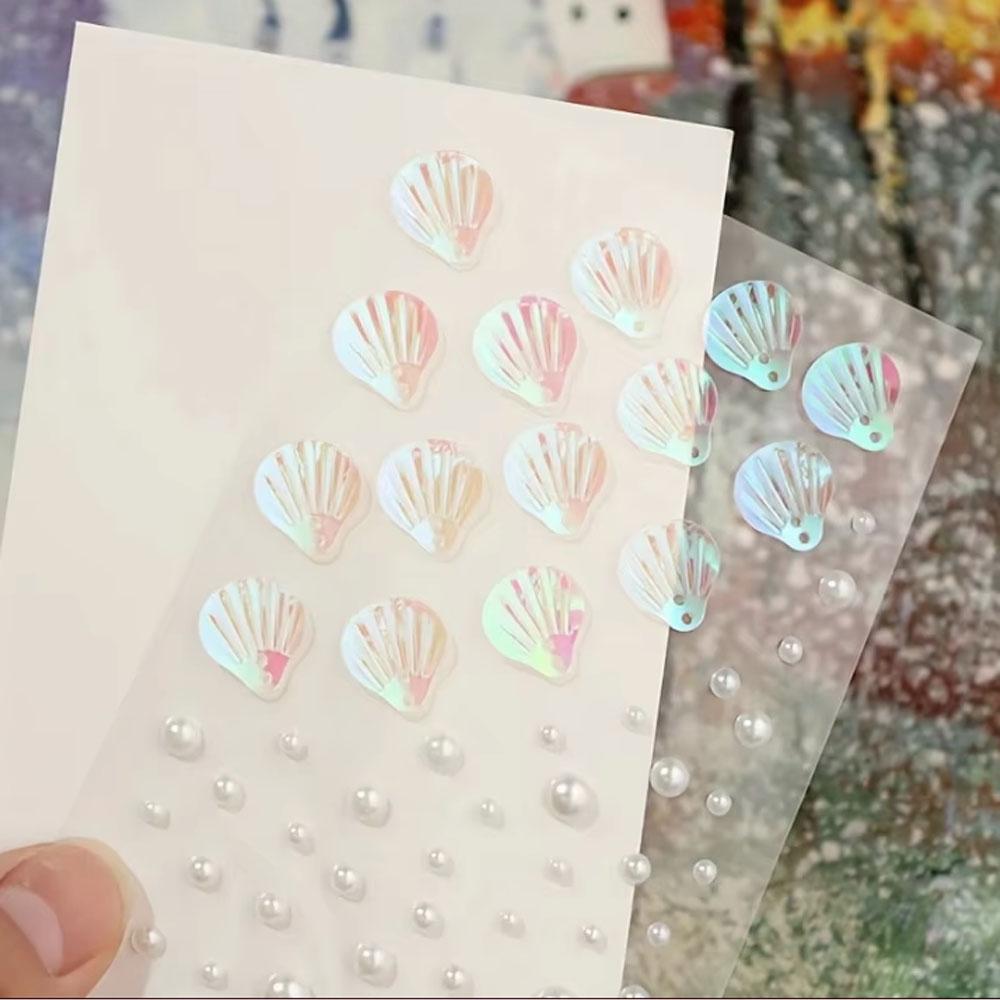 1枚の虹の貝殻混合パールシール自己粘着3 Dシール、ネイルア - Body Jewelry Art のレビューと価格