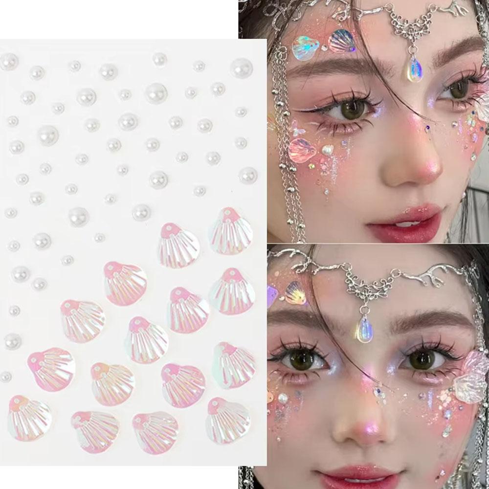 1枚の虹の貝殻混合パールシール自己粘着3 Dシール、ネイルア - Body Jewelry Art のレビューと価格