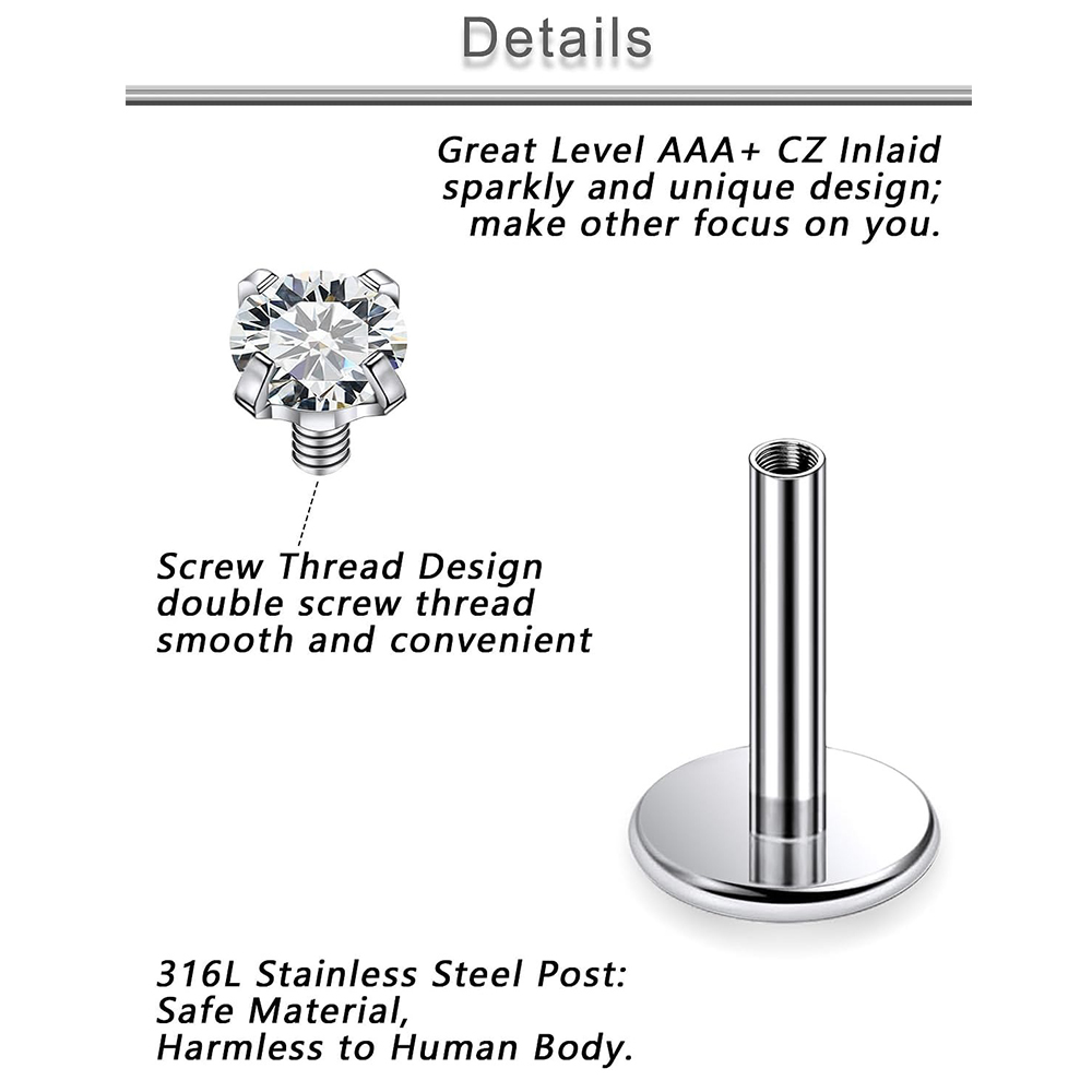 13 個ラブレットピアスセットサージカルスチール CZ ジル - Tragus Flat Back のレビューと価格