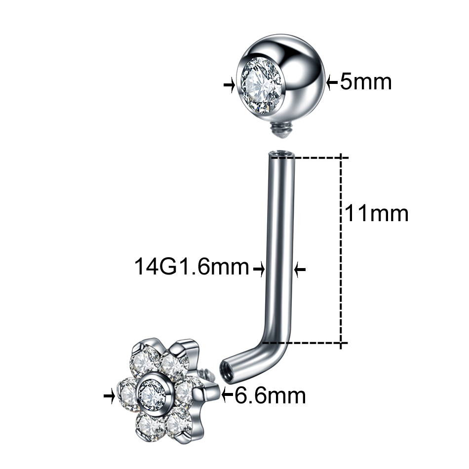 女性用ジルコニアベリーリング,垂直ピアス,チタンとジルコニア - Belly Bar Titanium のレビューと価格
