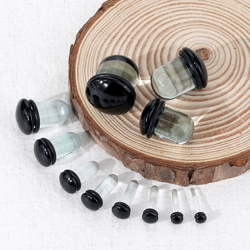 2 個ガラス耳ゲージストレッチキットショートテーパーエキスパ - Body Jewelry Gauges のレビューと価格
