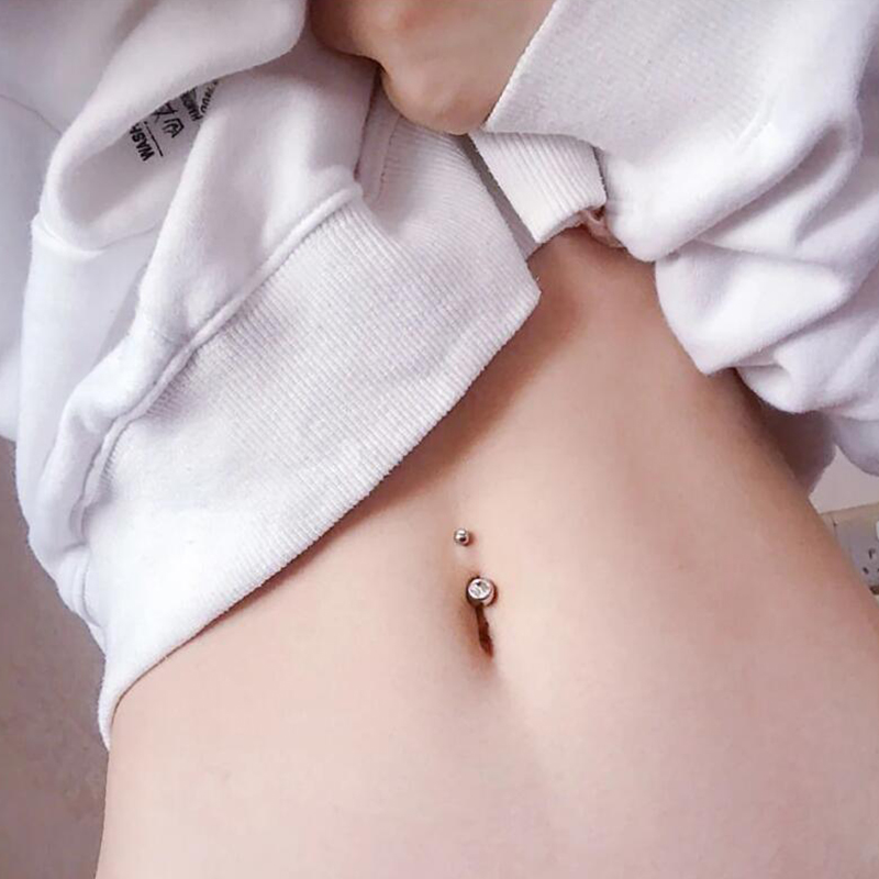 1PC G23 チタン 14 グラムゴールドカラーへそリング - Belly Bar Titanium のレビューと価格