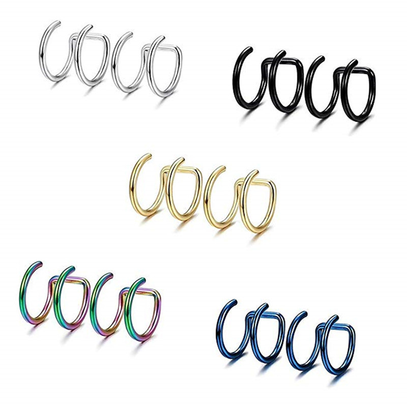 2個セット 316Lステンレス製 クリップ式イヤーカフ ヘリ - Body Jewelry Earrings のレビューと価格