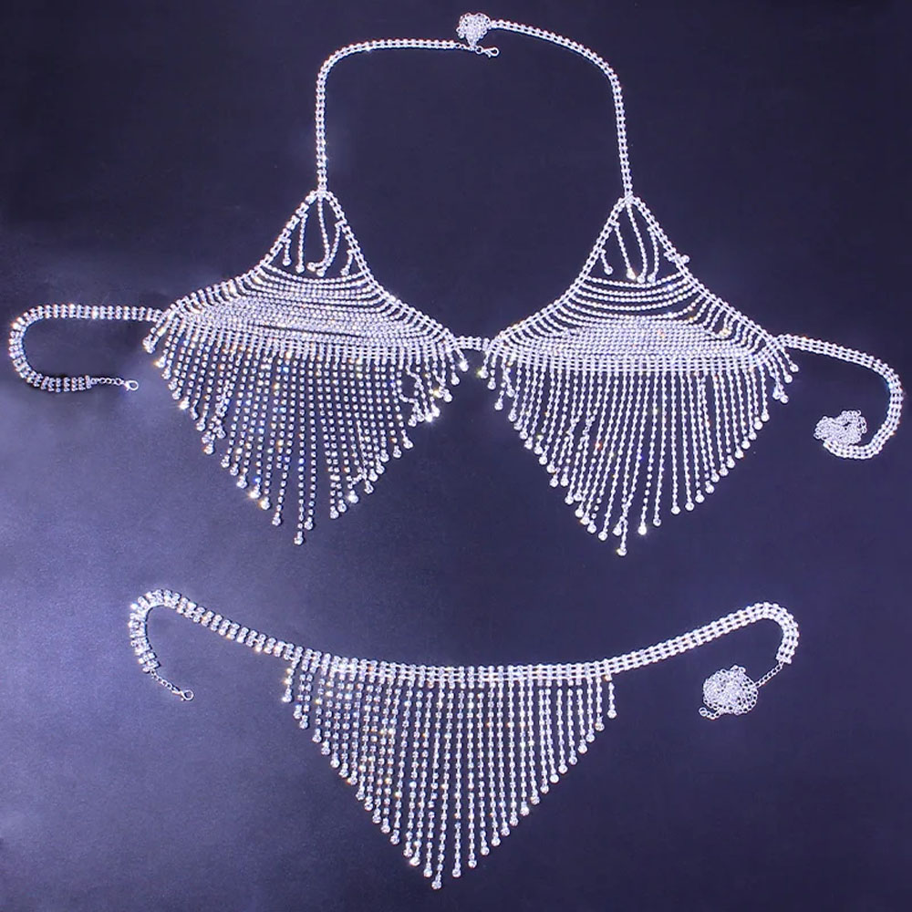 ブリンブリンラインストーンタッセルボディチェーンブラジャーハ - Body Jewelry Retainers のレビューと価格