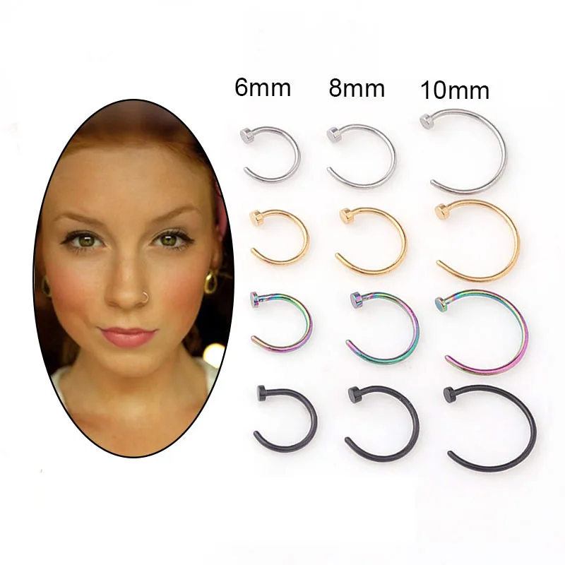 5個/ロット 20G ノーズリングフープ、6mm/8mm/1 - Body Jewelry Earrings のレビューと価格