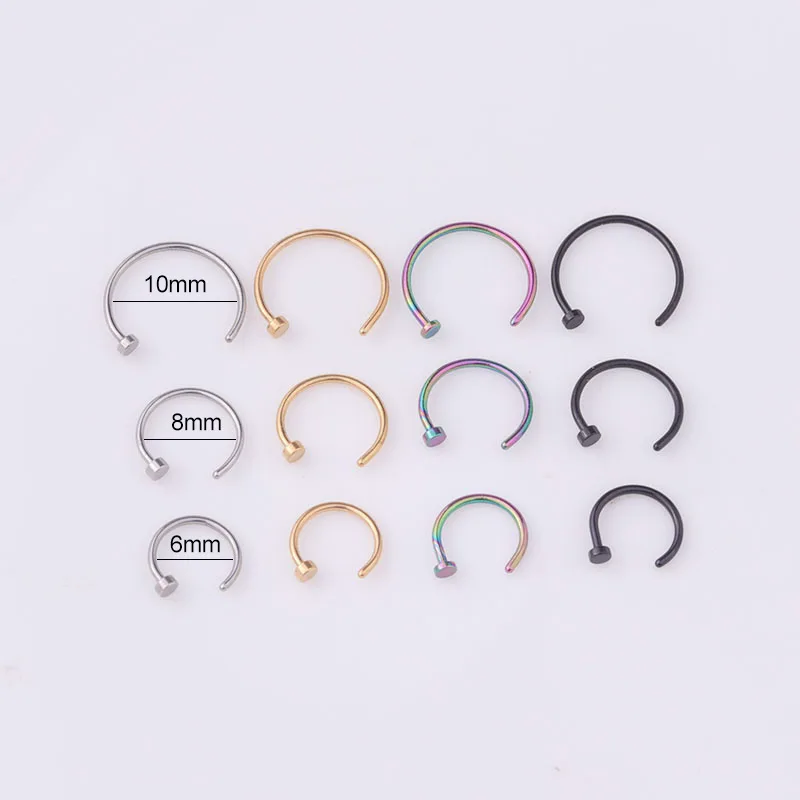 5個/ロット 20G ノーズリングフープ、6mm/8mm/1 - Body Jewelry Earrings のレビューと価格