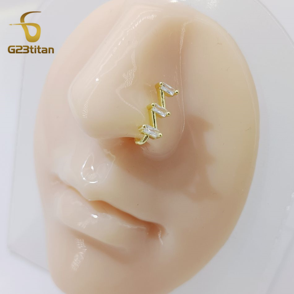 女性のための偽の鼻ピアスリング,金色のクリスタル,銅のクリッ - Body Jewelry Earrings のレビューと価格