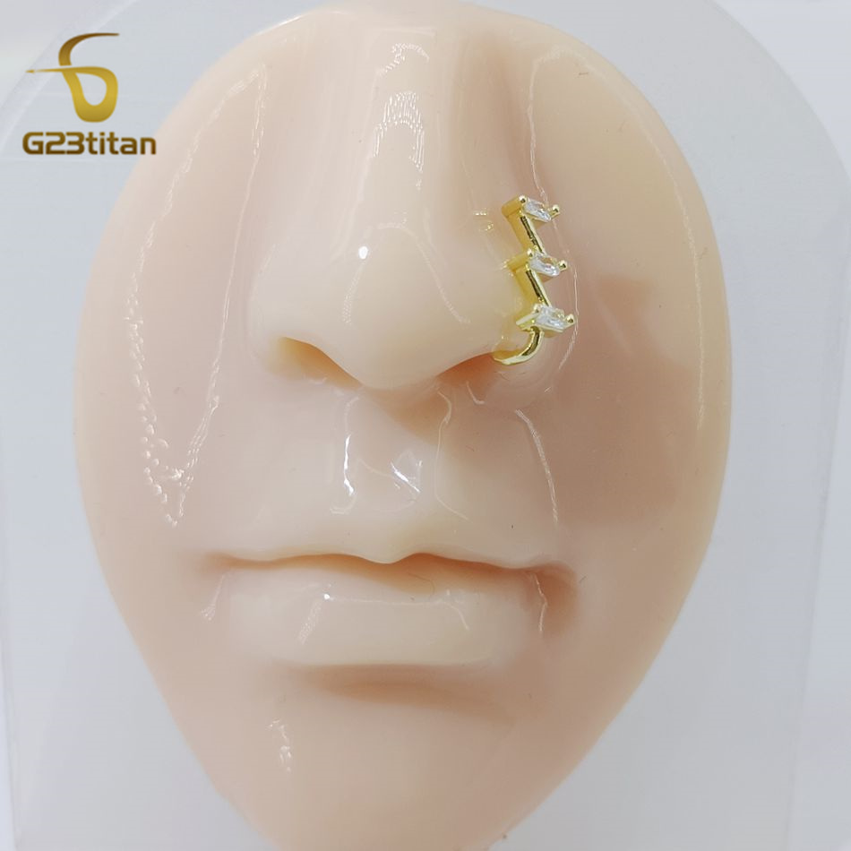 女性のための偽の鼻ピアスリング,金色のクリスタル,銅のクリッ - Body Jewelry Earrings のレビューと価格