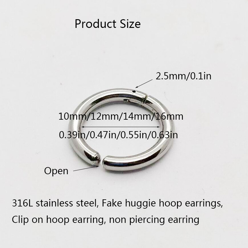 偽のハギーフープイヤリング、男性と女性のためのステンレス鋼ク - Body Jewelry Earrings のレビューと価格