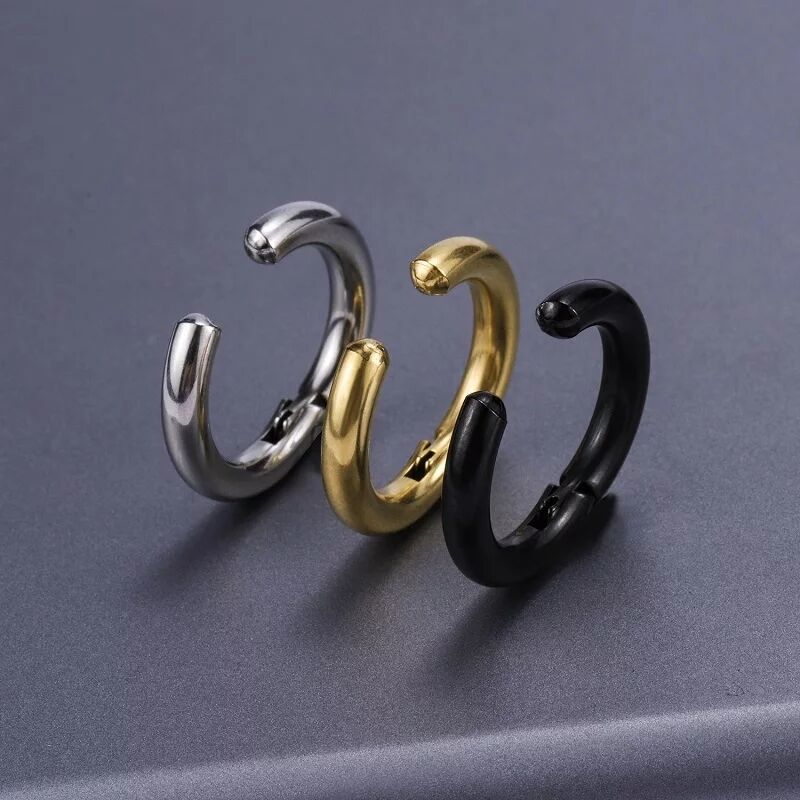 偽のハギーフープイヤリング、男性と女性のためのステンレス鋼ク - Body Jewelry Earrings のレビューと価格