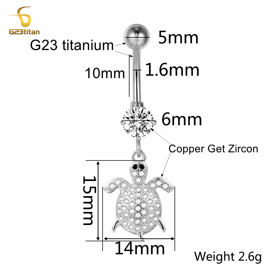 シルバーカラーCZクリスタルダングルベリーボタンリング 14 - Belly Bar Titanium のレビューと価格
