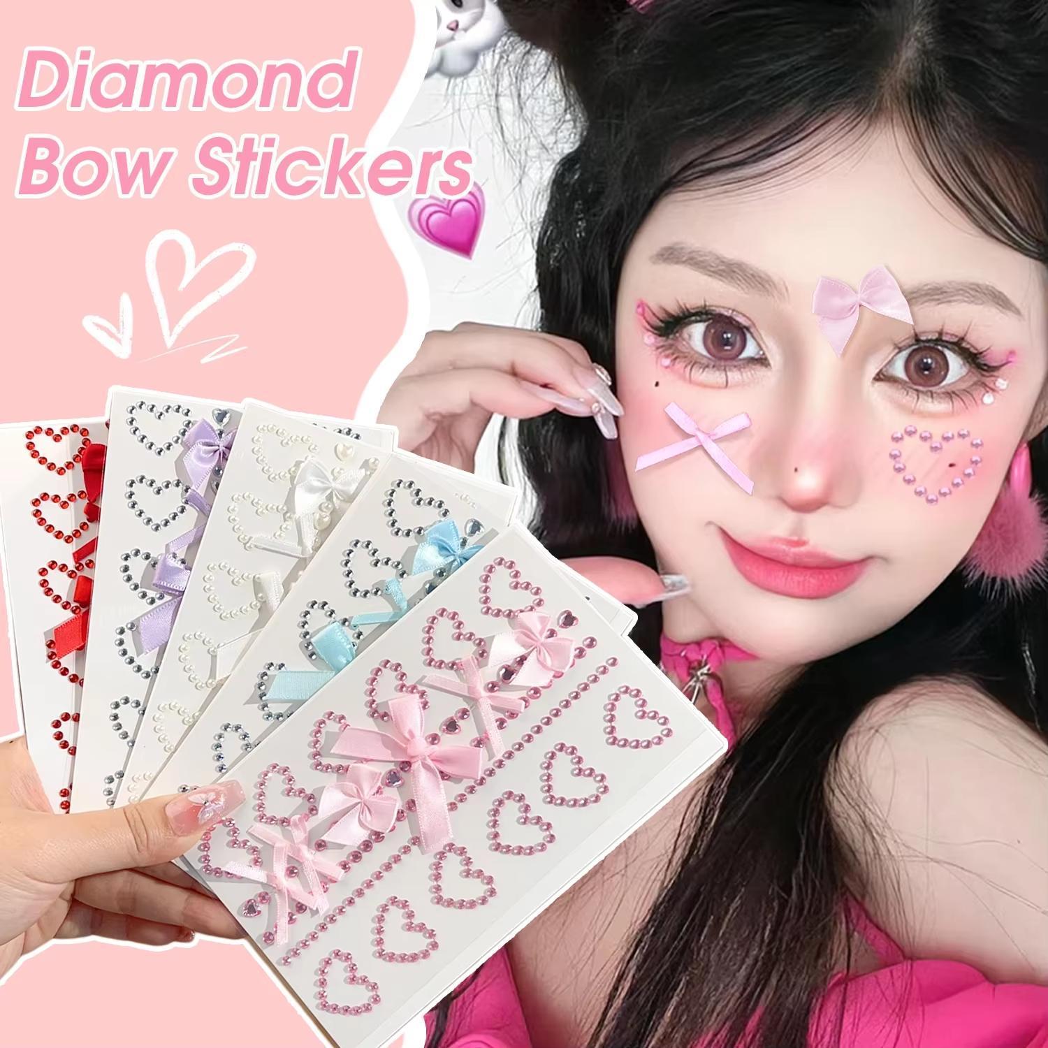 1枚の赤いリボンリボンがキラキラ輝く工芸品顔ジュエリークリス - Body Jewelry Art のレビューと価格